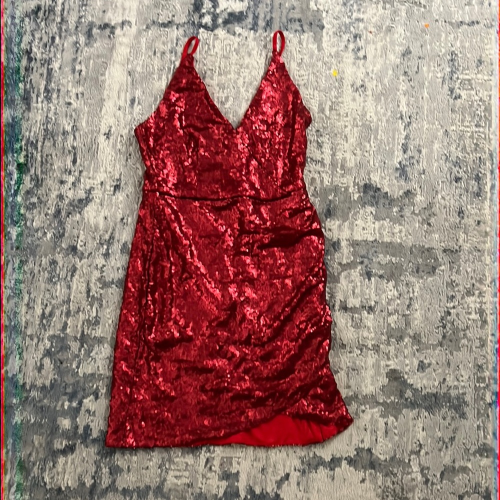 Forever 21 red woven sequin dress - small